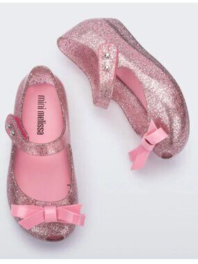 Girl - 7 - NIB - Mini Melissa Mini Baby Ultragirl Flats in Pink Glitter